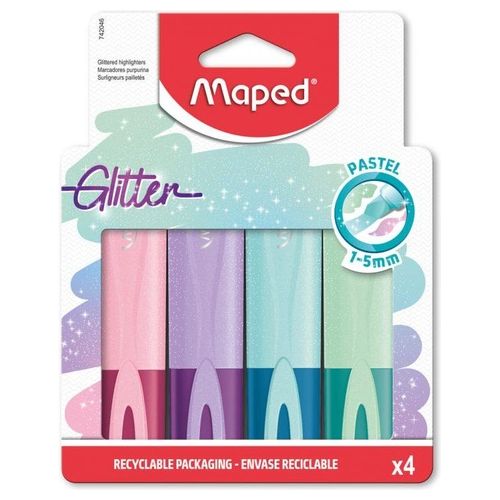 Maped Confezione 4 Evidenziatore Glitter Colori Assortiti