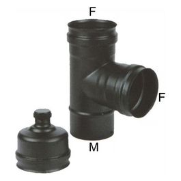 Gomito T Inox 10 Mff Tappo Nero Pellet 300