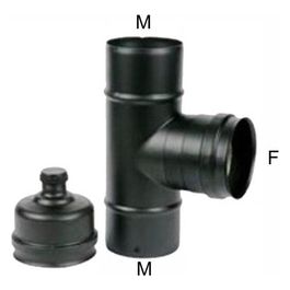 Gomito T Inox 10 Mfm Tappo Nero Pellet 300