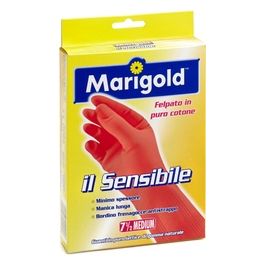 Marigold il Sensibile Guanto Minimo Spessore Felpato in puro Cotone Manica Lunga con Bordino Frenagocce Antistrappo, Taglia M