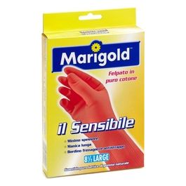 Marigold il Sensibile Guanto Minimo Spessore Felpato in puro Cotone Manica Lunga con Bordino Frenagocce Antistrappo, Taglia L