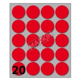 Confezione 10 Buste Etichette 8 Rosse Diametro 27mm