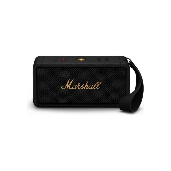 Marshall Altoparlante Bluetooth Middleton Portatile Nero Ottone IP67 Fino a 20 Ore di Riproduzione Audio Impermeabile Alta Fedelta'