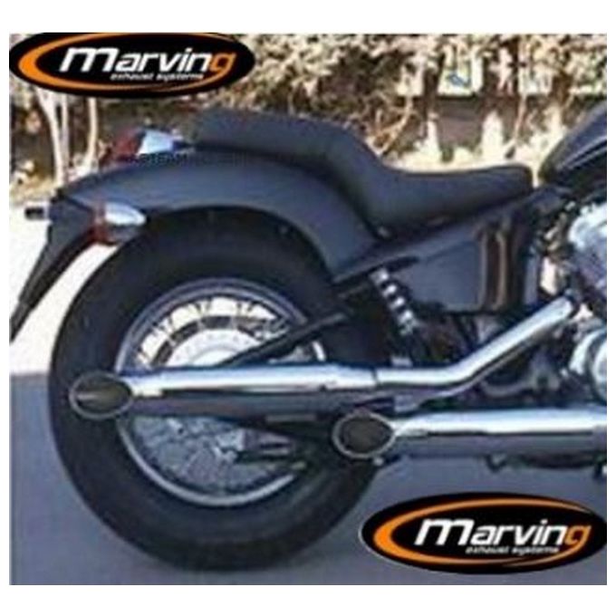Marving Scarico VT 600 SHADOW Linea Completa Custom Silenziatore Cromato Non Omologato