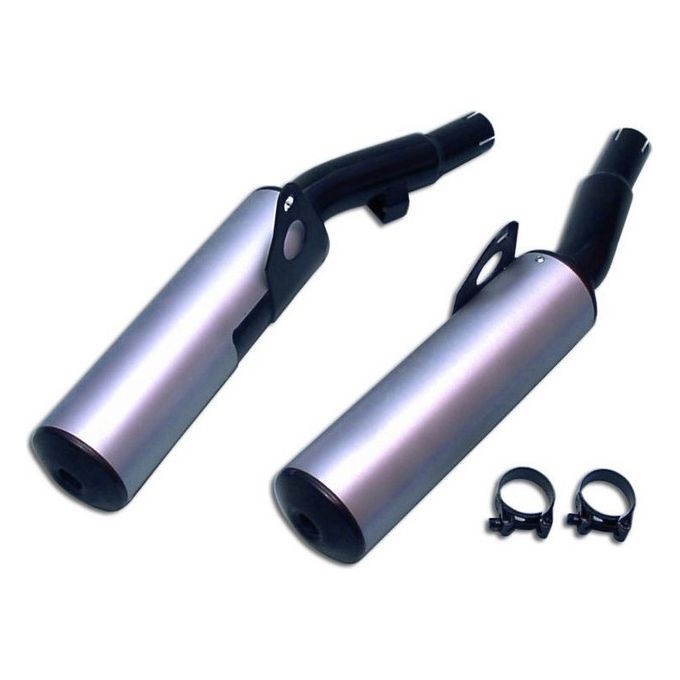 Marving Silenziatore Rotondo FJ 1100/1200 Rotondo Diametro 100 Nero Rivestimento Alluminio Omologati - Coppia