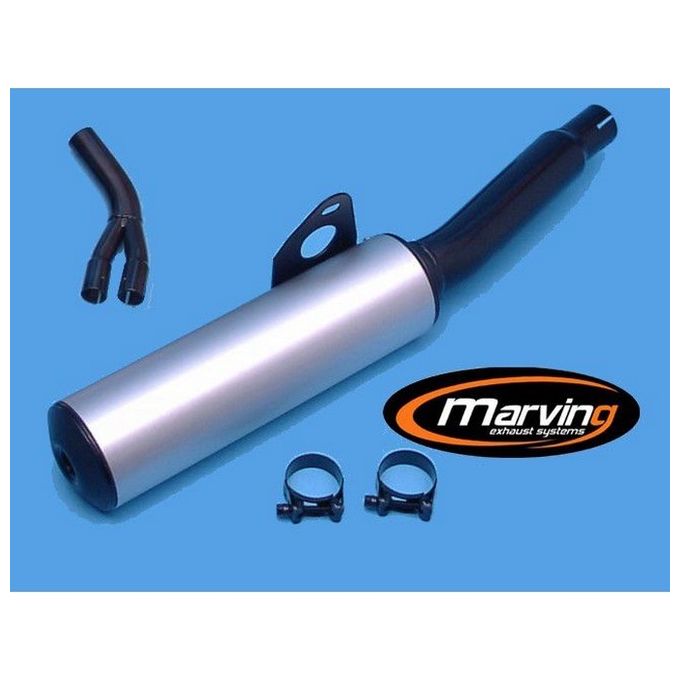 Marving Silenziatore Rotondo GS 500 E Rotondo Diametro 100 Nero Rivestimento Alluminio Omologato