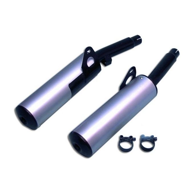 Marving Silenziatore Rotondo XJ 600 Rotondo Diametro 100 Nero Rivestimento Alluminio Omologati - Coppia