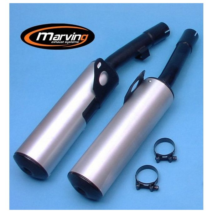 Marving Silenziatore Rotondo Z 1000 GTR Rotondo Diametro 100 Nero Rivestimento Alluminio Omologati - Coppia