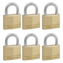 Master Lock 140EURSIX Confezione da 6 Lucchetti con Chiavi in Ottone Oro 6x4x1.3cm