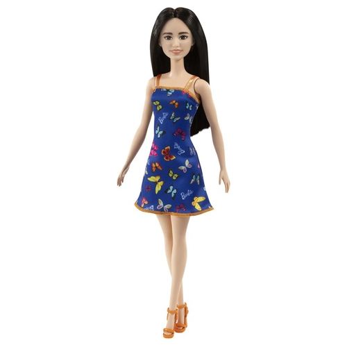 Mattel Barbie Trendy Vestito Blu con Farfalle e Capelli Neri