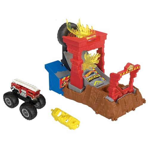Mattel Set Pista Hot Wheels Monster Trucks Arena Smashers 5-Alarm Crash Challenge Playset