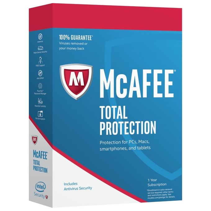 McAfee Total Protection Box pack (1 anno) 5 dispositivi Win, Mac, Android, iOS Italiano
