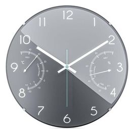 16105 Orologio da Parete al Quarzo con Igrometro Grigio