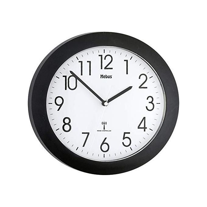 Mebus Orologio da Parete Radiocomandato Nero