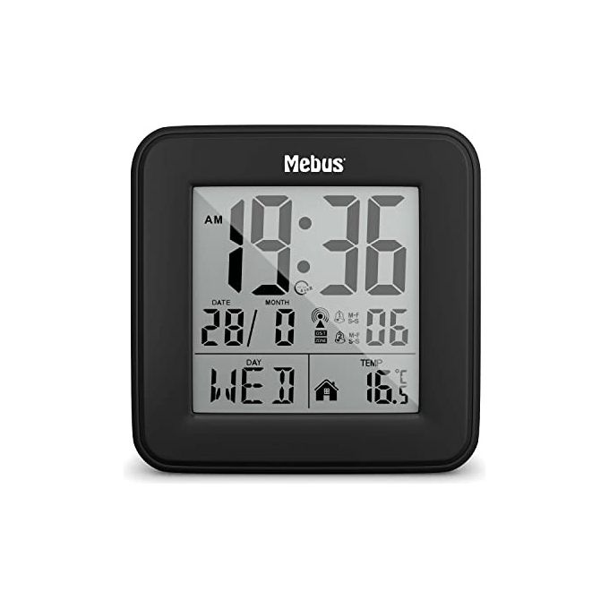 Mebus Radiosveglia Compatta Quadrata con Termometro Bianco