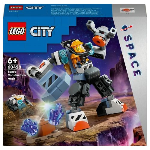 LEGO City 60428 Mech di Costruzione Spaziale, Giochi per Bambini di 6+ Anni, Tuta Snodabile con Minifigure e Robot Giocattolo