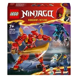 LEGO NINJAGO 71808 Mech Elemento Fuoco di Kai, Giochi per Bambini di 7+ Anni con 2 Action Figure da Costruire e 4 Minifigure