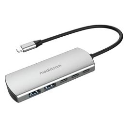 Mediacom MD-C324 Hub Usb-C 2 Porte Usb Plus 2 Porte Usb Power Delivery Alluminio