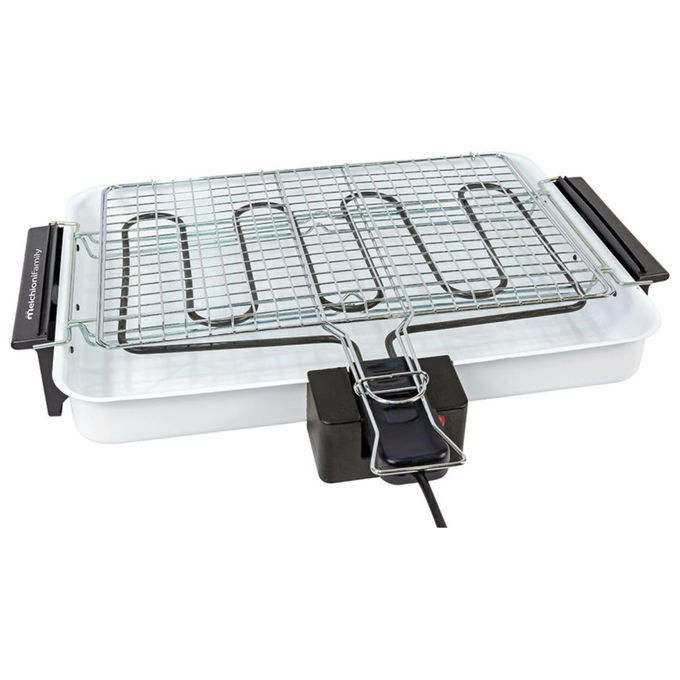 GRIGLIA ELETTRICA MELCHIONI FAMILY SPIEDINA MAXI , Potenza 2300 W, Piastre asportabili, Bianca/acciaio