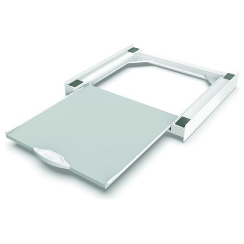 Torre Pro L60 - Kit di sovrapposizione per lavatrice e asciugatrice, 60 x 55 cm, ripiano estraibile da 41 cm, portata max 250 kg, cinghia di sicurezza inclusa, Bianco