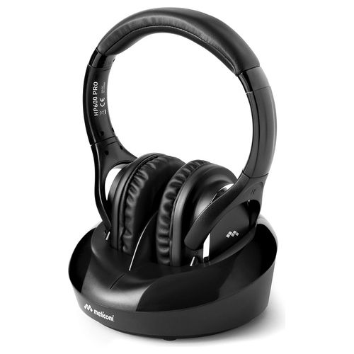 HP600 PRO Cuffia TV Wireless a Padiglione RF 100 m Ingresso Ottico Digitale Base di Ricarica 8 h colore Nero