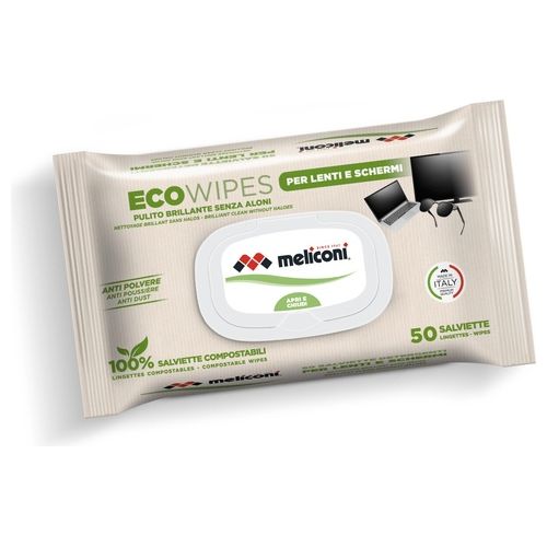 Meliconi Eco Wipes Salviette Detergenti per la Pulizia di Lenti e Schermi PC