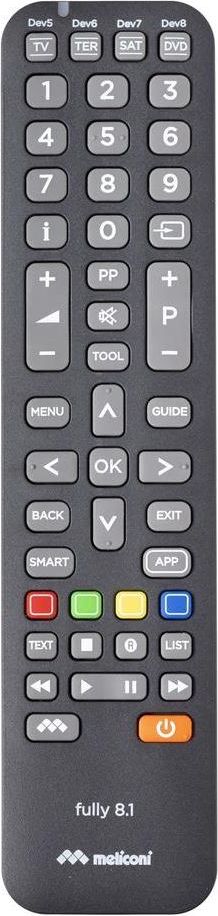 Meliconi FULLY 8 Telecomando Universale 8 in 1 per Tv Decoder Dvd/Blu Ray Box Multimediali IPTV Xbox360 e PS2