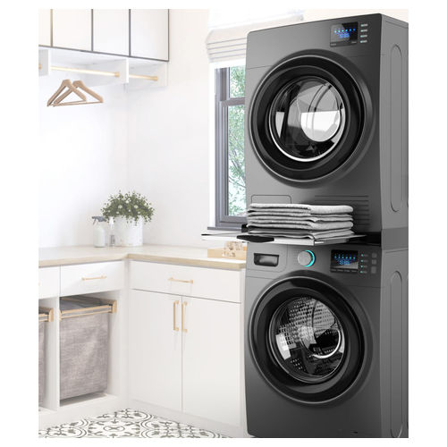 Kit Sovrapposizione Torre Noir Universale Lavatrice Asciugatrice Nero Grigio
