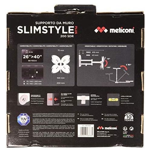 Meliconi Supporto da Parete 200Sdr Plus Bianco per Tv a