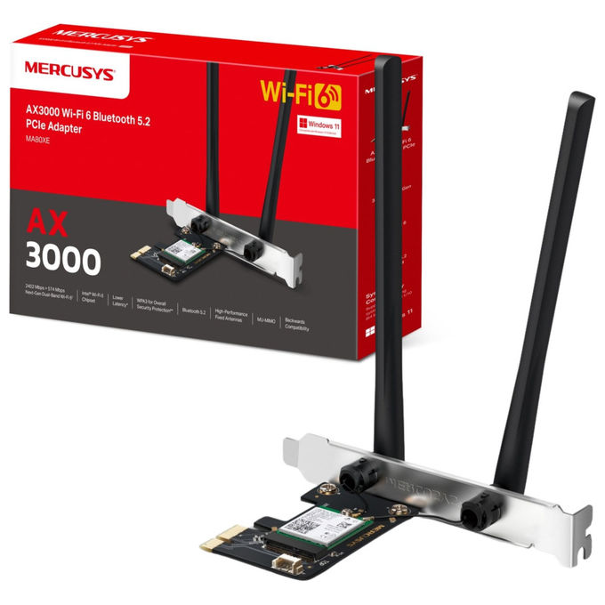 MERCUSYS Adattatore PCI Express Wi-Fi 6 AX3000 Dual Band MA80XE con Bluetooth