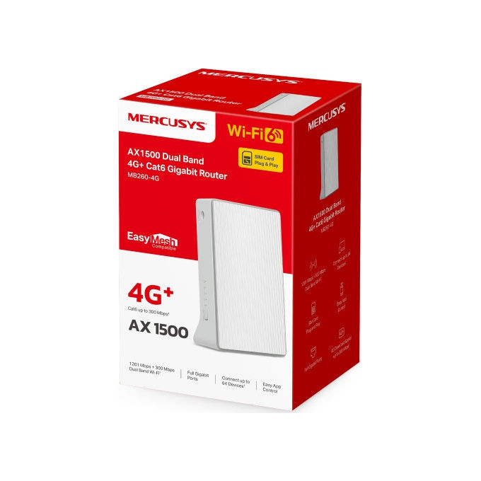 Mercusys MB260-4G Router Wi-Fi 6 300 Mbps (Nero)
