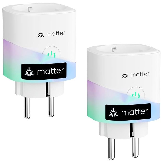 Meross Matter Presa Smart con Monitoraggio Energia e Misure Produzione di Pannelli Solari Fotovoltaici Presa Intelligente WiFi 2 Pack