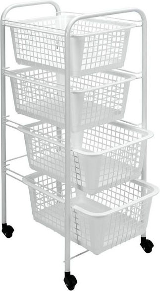 Metaltex Carrello da cucina Miami con 4 Ceste in plastica bianco