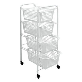 Metaltex Carrello da cucina Miami con 4 Ceste in plastica bianco