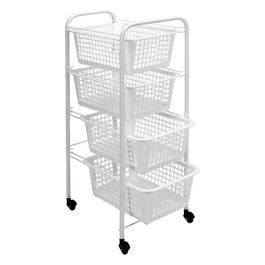 Metaltex Carrello da cucina Miami con 4 Ceste in plastica bianco