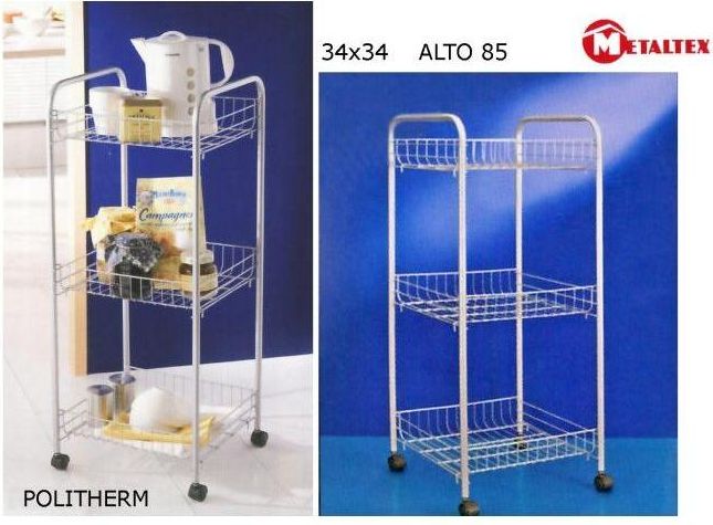 Metaltex Carrello da cucina a 3 ripiani Montreal Polytherm
