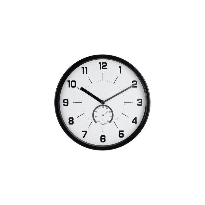 Methodo Orologio da Parete con Termometro Nero