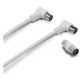 Coaxial Tv Cable Ø 9.52mm Angled Male female 2m  Adapter Male male White 338008