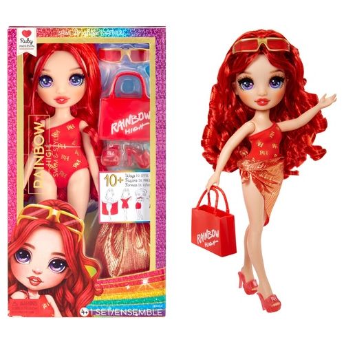 MGA Bambola Rainbow High Swim e Style Fashion Doll Ruby Red