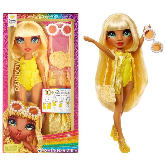 MGA Bambola Rainbow High Swim e Style Fashion Doll Sunny Yellow