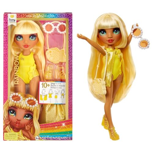 MGA Bambola Rainbow High Swim e Style Fashion Doll Sunny Yellow