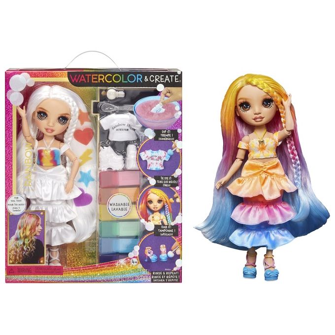 Image of MGA Entertainment Bambola Rainbow High Watercolor e Create Fashion Doll Brown Eyes