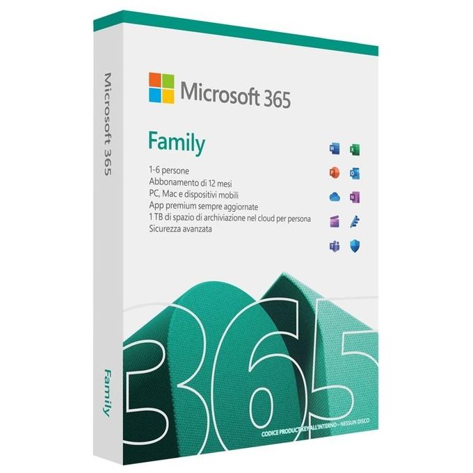 Microsoft M365 Family Italian Subscription P10 EuroZone 1 License Medialess 1 Anno