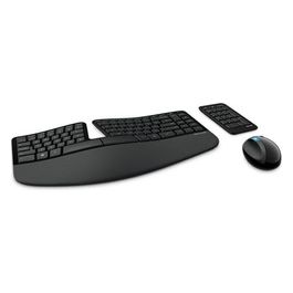 Microsoft L5V-00013 Sculpt Ergonomic Desktop - Set Tastiera e Mouse Wireless, Layout Italiano QWERTY, Nero