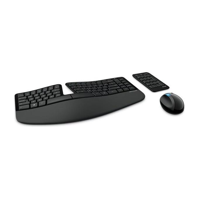 Microsoft L5V-00013 Sculpt Ergonomic Desktop - Set Tastiera e Mouse Wireless, Layout Italiano QWERTY, Nero