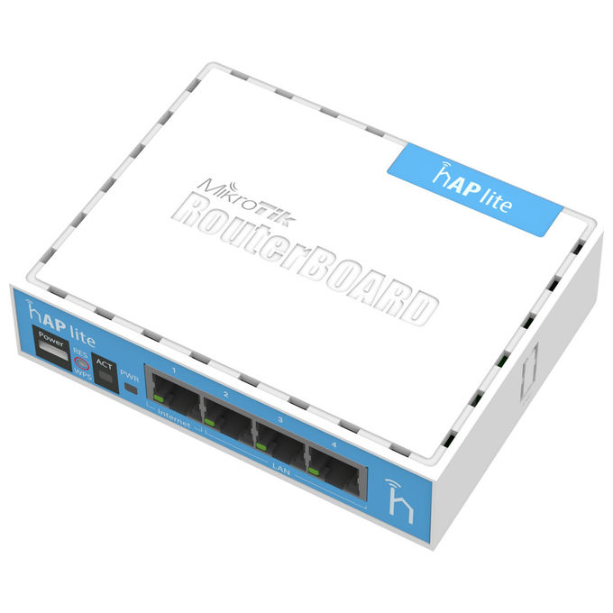 Mikrotik hAP Lite 4752224003126 Router Wireless Compatto 2.4 GHz Bianco 4 Porte Ethernet