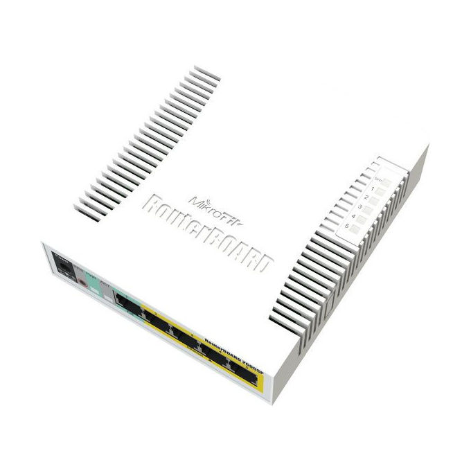 Mikrotik RB260GSP Switch di Rete Gestito 5 Porte Gigabit Ethernet PoE Bianco