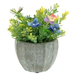 Mini Fiori in Vaso di Cemento 9X7 cm Verde e Grigio