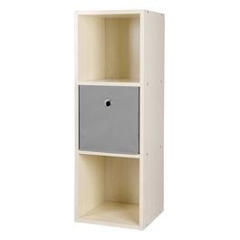 Mobiletto Melphy con 2 Vani a Giorno e 1 Cassetto con Struttura in Mdf e Cassetti in Tnt 30x29cm/H88,8cm Naturale/Grigio