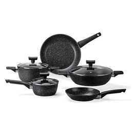 Batteria di Pentole 8 Pezzi Alluflon Magnolia Stone Black